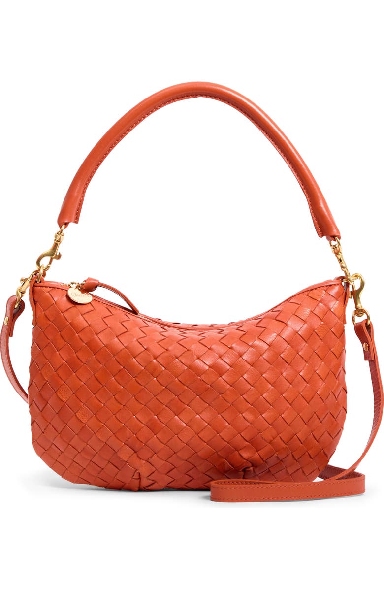Clare V. Medium Petit Moyen Woven Leather Messenger Bag, Main, color, Saltillo