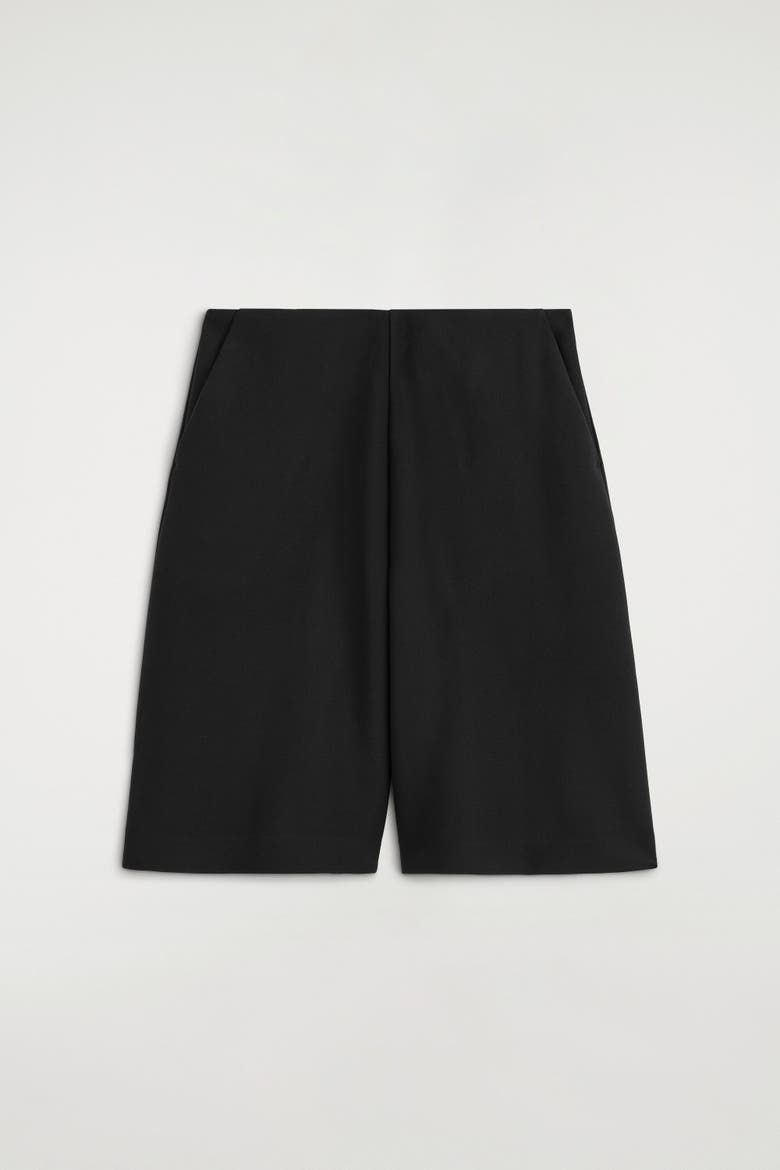 Crepe Wide-Leg Shorts, Alternate, color, BLACK