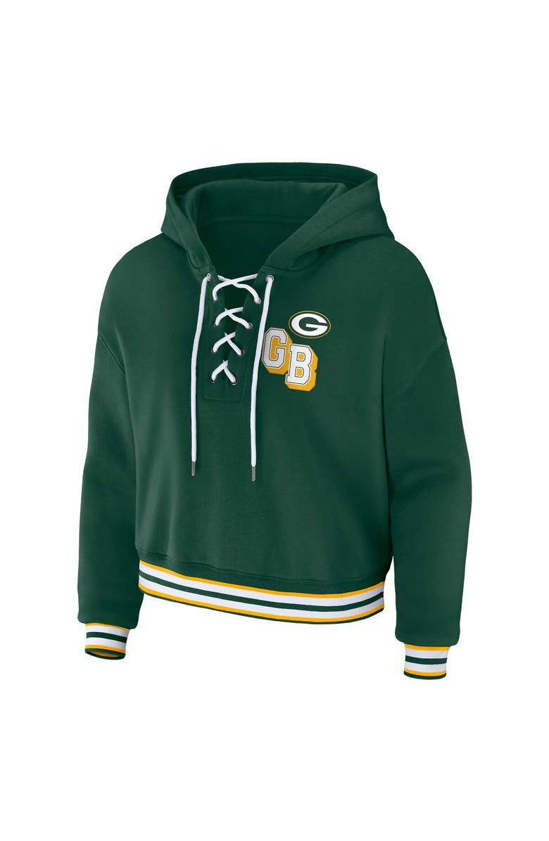 WEAR by Erin Andrews Women's WEAR by Erin Andrews Green Green Bay Packers Plus Size Lace-Up Pullover Hoodie, Alternate, color, Green
