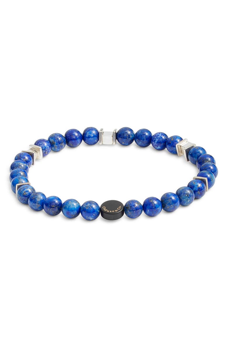 Caputo 
Co. Men
s Square Beaded Stretch Bracelet, Main, color, Lapis Lazuli