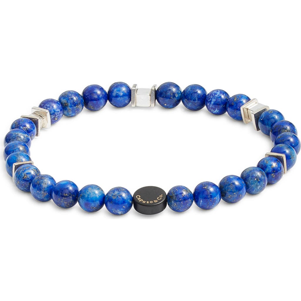 Caputo & Co Square Beaded Stretch Bracelet In Blue