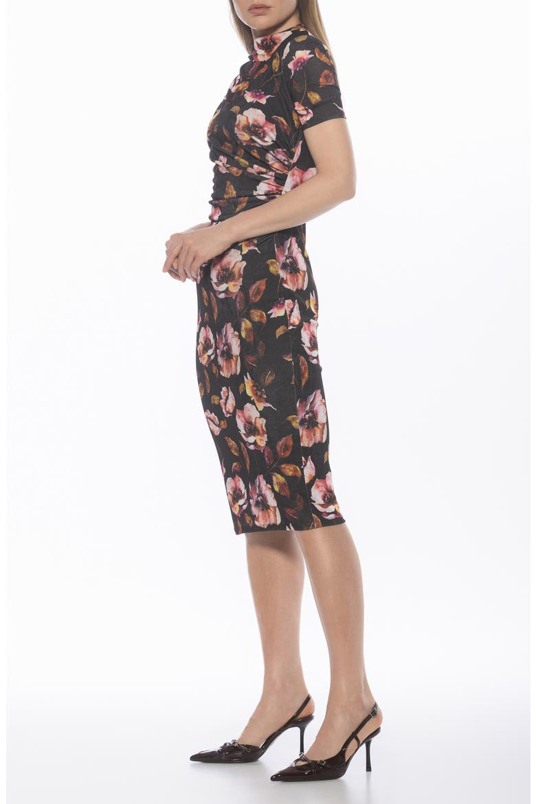 Santal Draped Sheath Dress, Alternate, color, BLACK WATERCOLOR