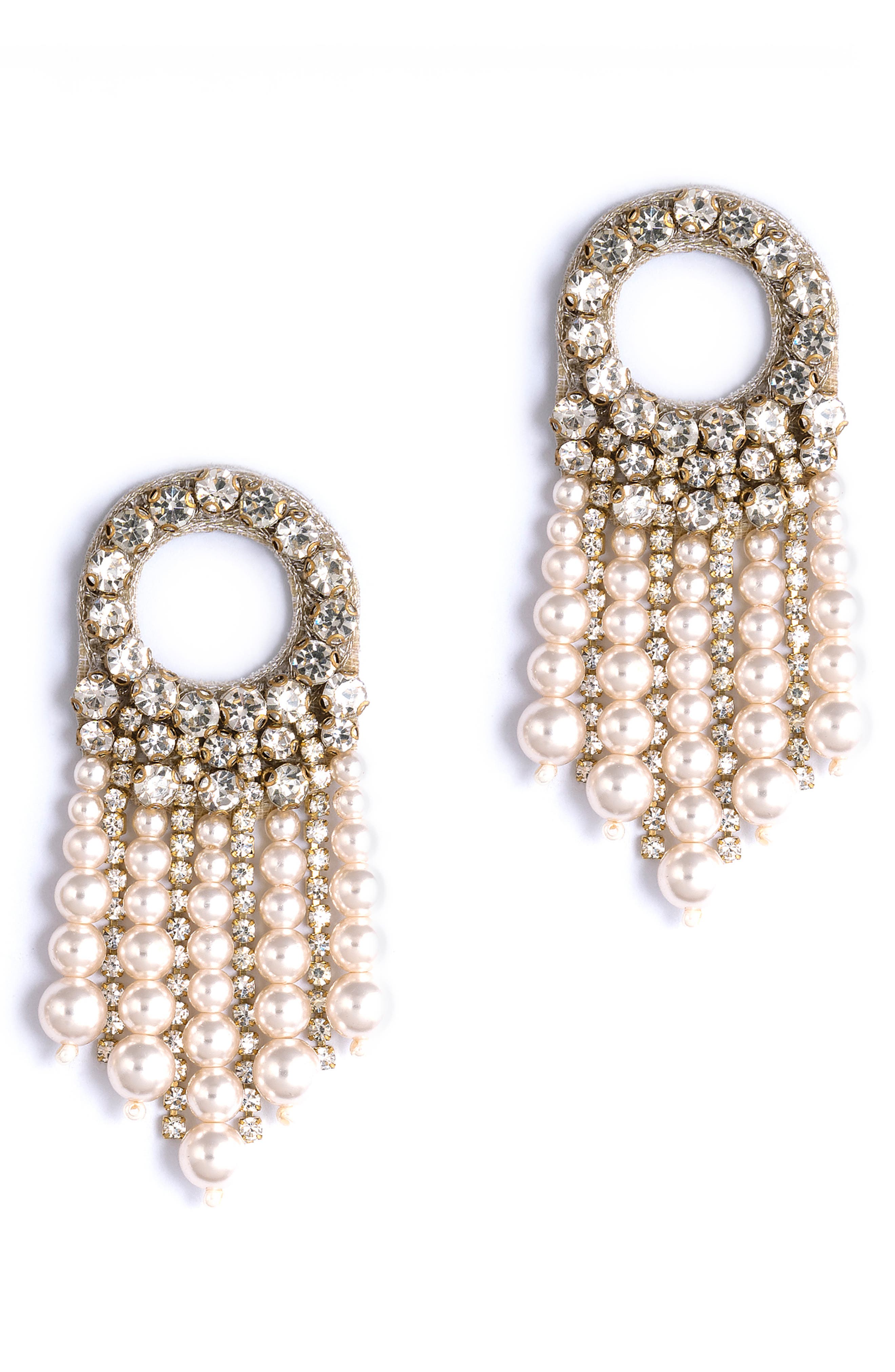 Deepa Gurnani Makena Faux Pearl Drop Earrings in Ivory 