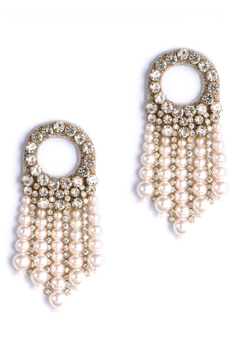 Makena Faux Pearl Drop Earrings, Main, color, IVORY