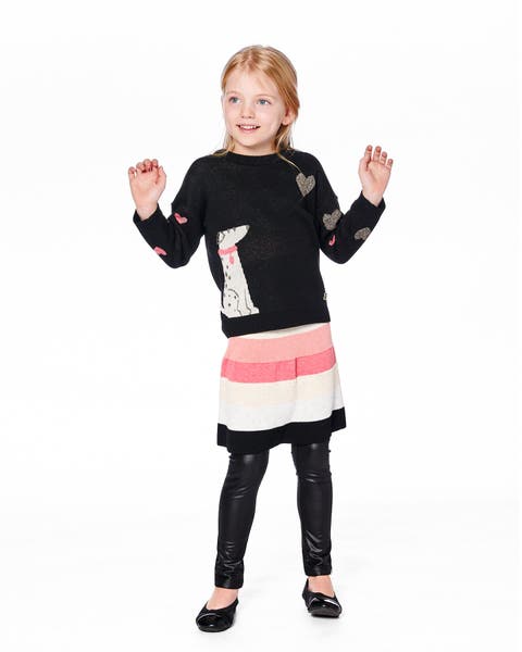 Knit Sweater with Dalmatian and Hearts (Little Kid & Big Kid)