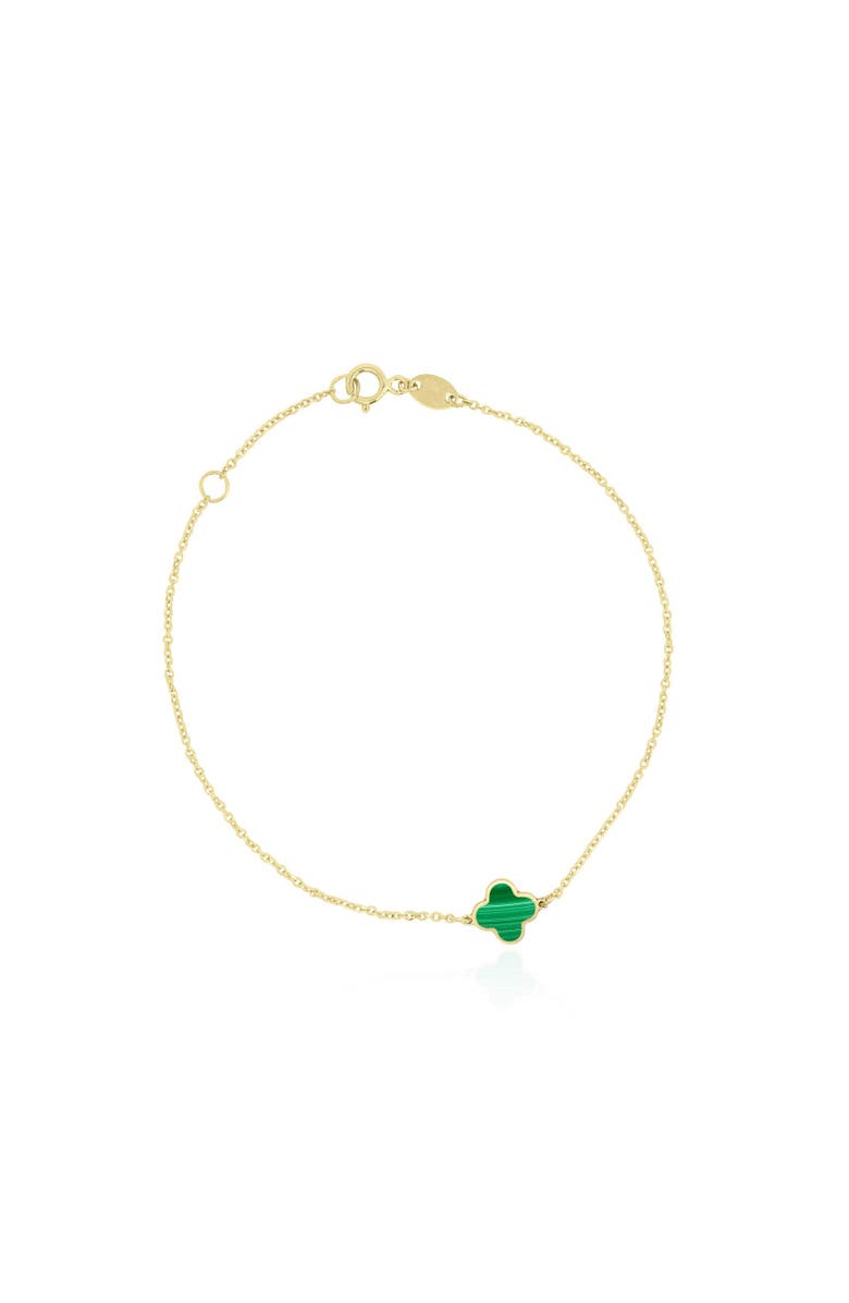 The Lovery Fine Jewelry Mini Malachite Single Clover Bracelet, Main, color, Malachite