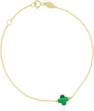The Lovery Fine Jewelry Mini Malachite Single Clover Bracelet