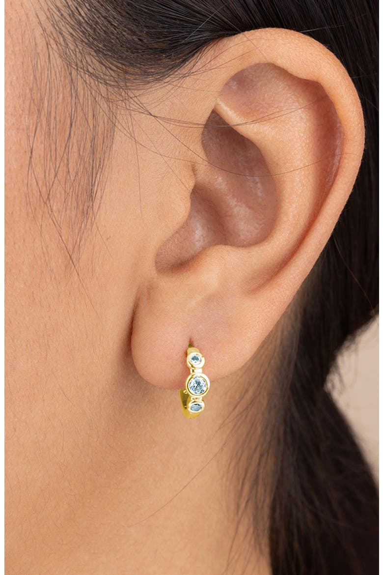 Karolina Cubic Zirconia Trio Huggie Hoop Earrings, Alternate, color, GOLD