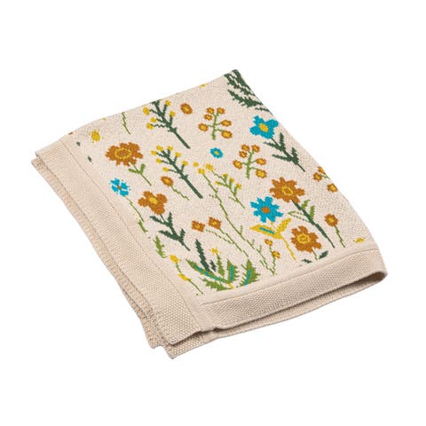 Cotton Knit Baby Blanket with Florals, Multicolor
