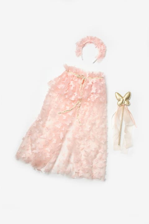 Girls’ Butterfly Appliqué Cape, Magic Staff & Crown Costume Set
