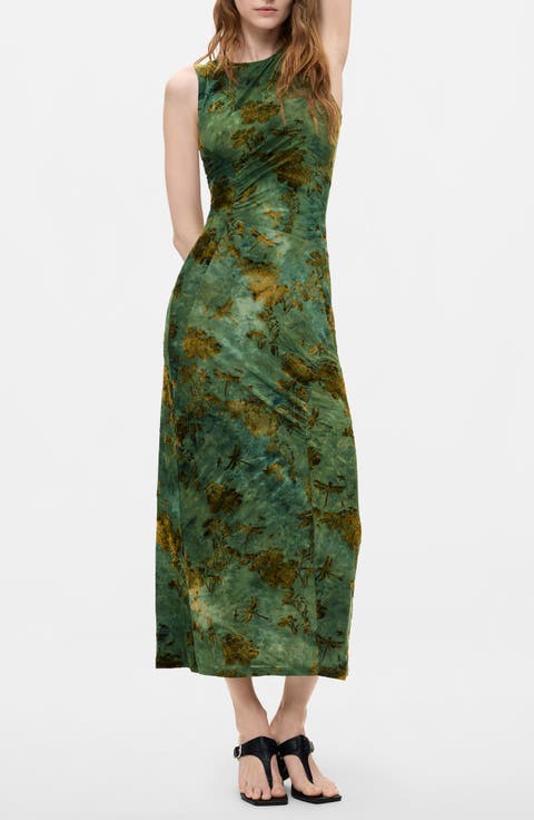 Sleeveless Ruched Midi Dress