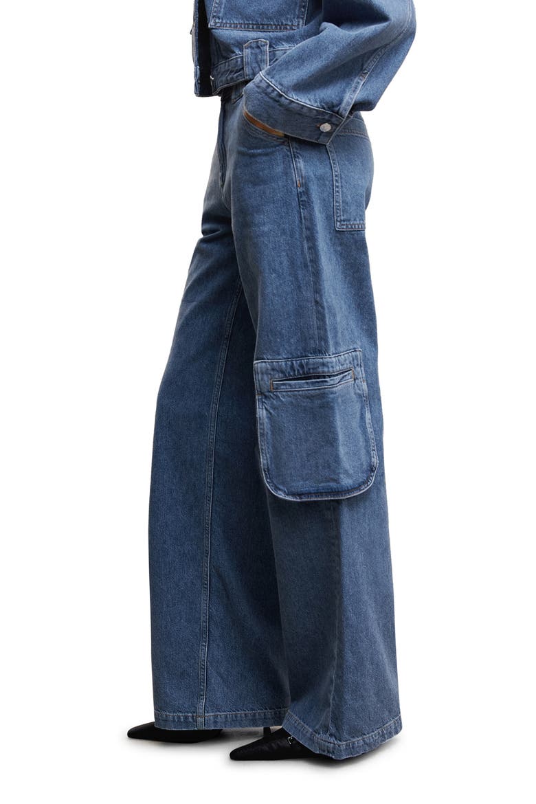 Straight Leg Cargo Jeans, Alternate, color, MEDIUM BLUE