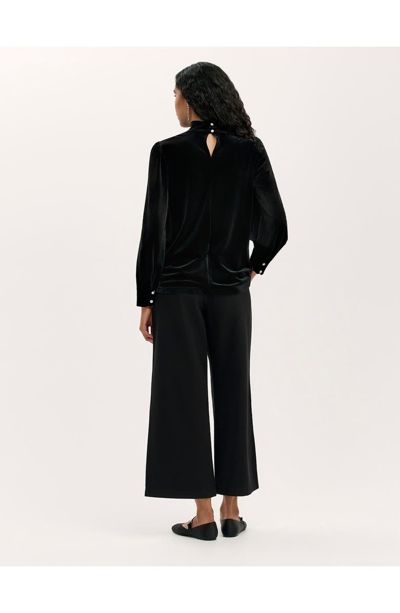 Finery London Clementine Velvet High Neck Top, Alternate, color, Black