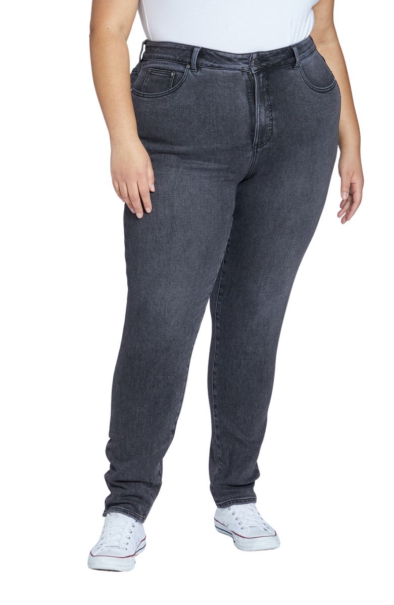 Universal Standard Joni Curve High Waist Slim Jeans, Main, color, Soft Black