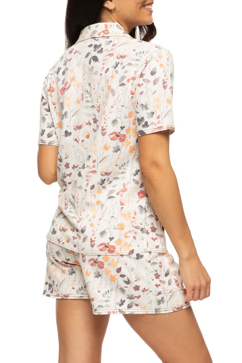 Josephine Crinkled Jersey Short Pajamas, Alternate, color, PAINTERLY FLORAL