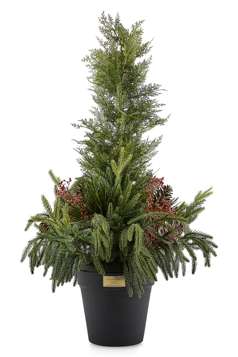 Holiday Cedar Tree Urn Filler, Alternate, color, GREEN
