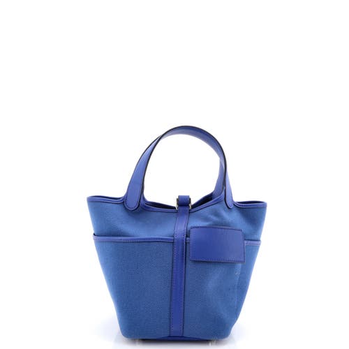 Pre-owned Hermes Hermes Cargo Picotin Lock Bag Canvas And Swift Pm In Blue