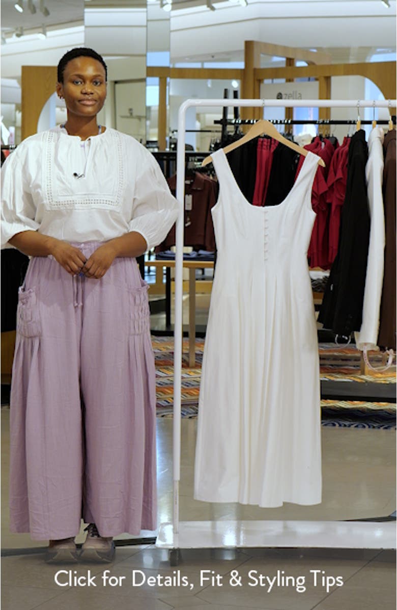 Pleated Sleeveless Sateen Midi Dress, sales video thumbnail