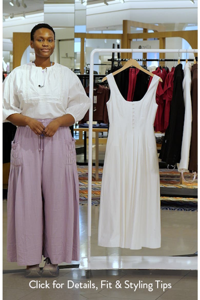 Pleated Sleeveless Sateen Midi Dress video
