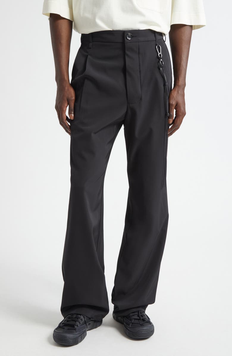 SONG FOR THE MUTE Loose Fit Pleated Water Resistant Pants, Main, color, Black