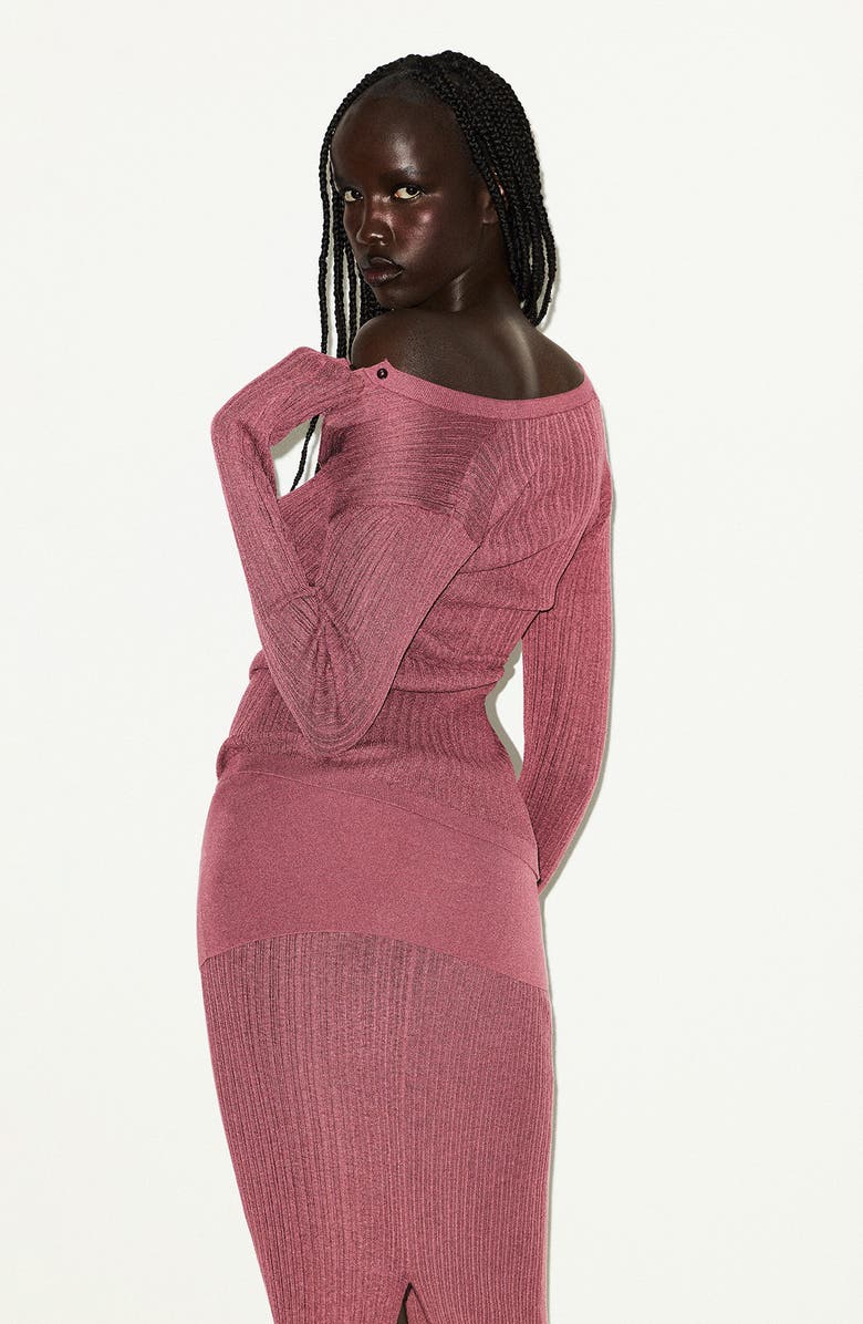 SKIMS Sheer Knit Long Sleeve Henley, Alternate, color, Beet