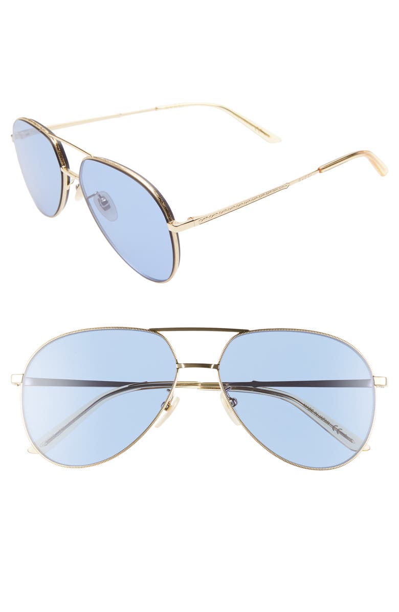 Gucci 59mm Metal Aviator Sunglasses, Main, color, 