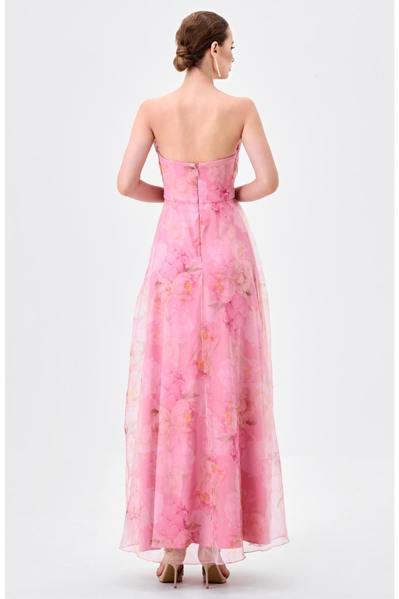 Meira Strapless Frill Gown, Alternate, color, FLORAL MULTI