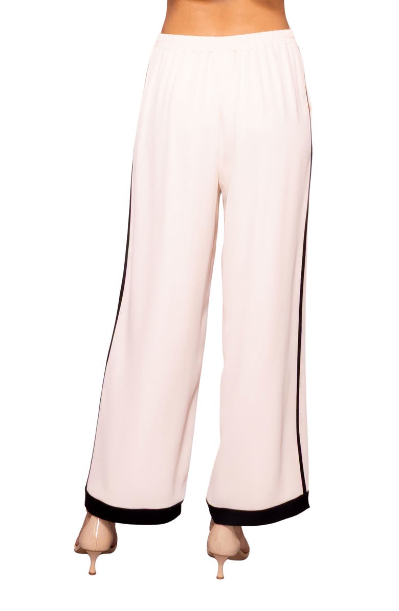 MELLODAY Side Stripe Wide Leg Pants, Alternate, color, Black / Bone