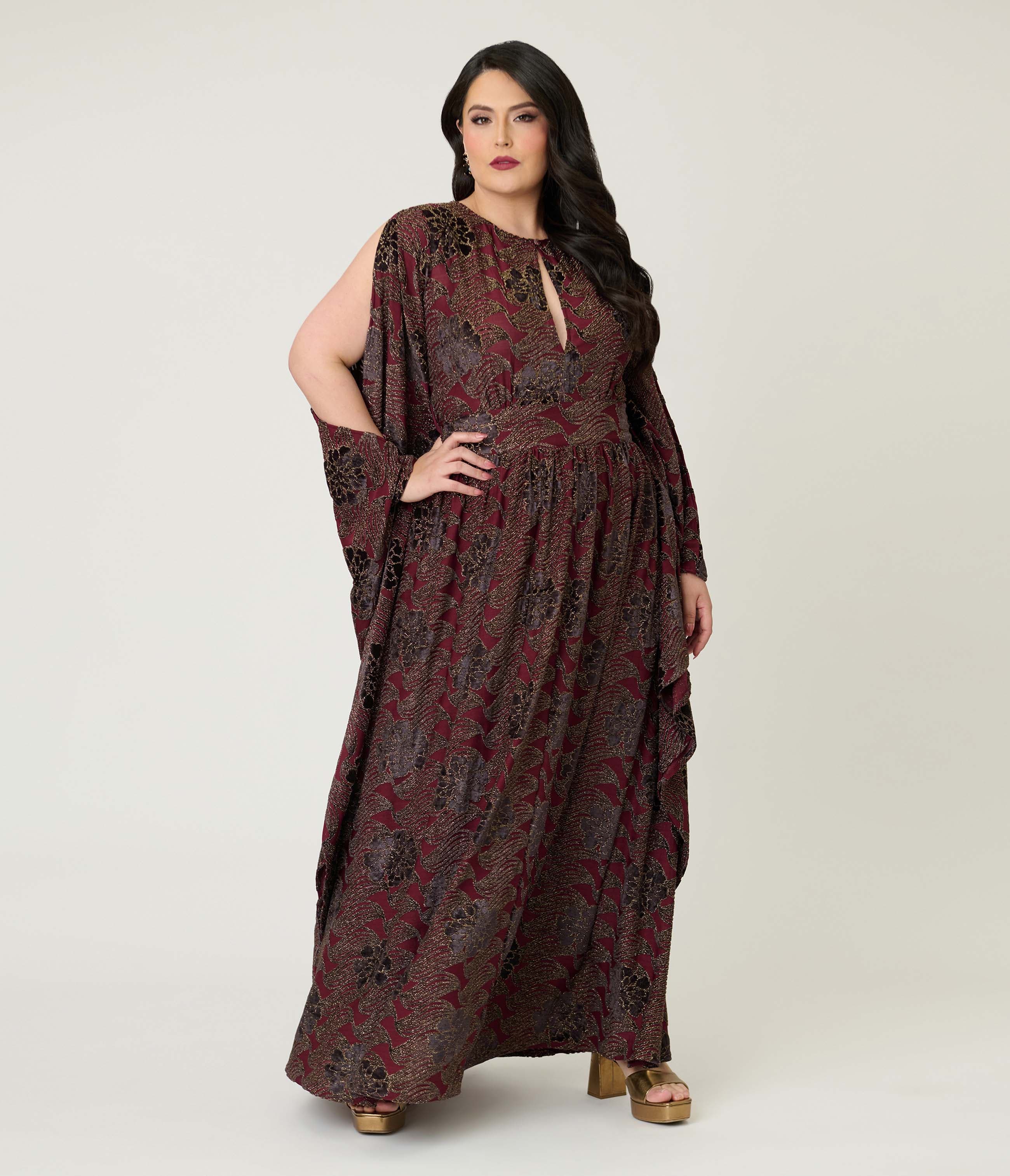 Plus Size 1960s Flutter Sleeve Caftan - image 3