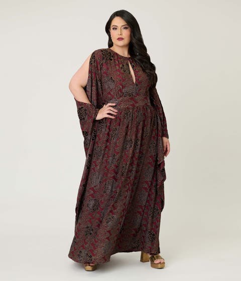 Plus Size 1960s Flutter Sleeve Caftan