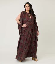 Unique Vintage Plus Size 1960s Flutter Sleeve Caftan