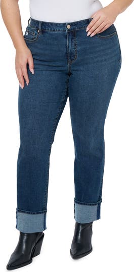 Straight Leg High Cuff Jeans