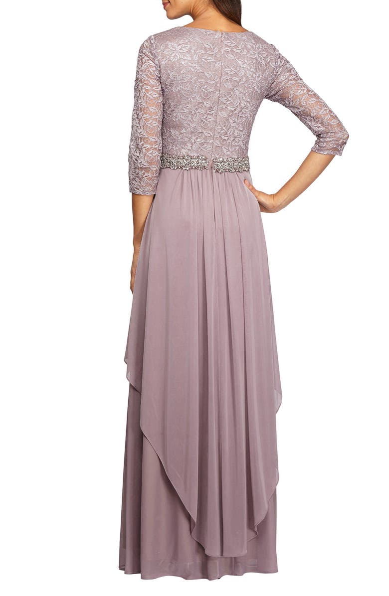 Alex Evenings Embellished Lace & Chiffon Gown, Alternate, color, 