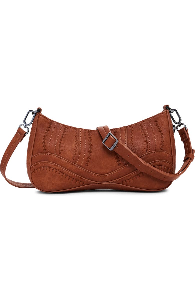 Desigual Small Embroidered Faux Leather Crossbody Bag, Alternate, color, Camel