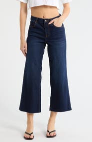 Vigoss Dylan Raw Hem Crop Wide Leg Jeans