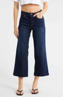 Vigoss Dylan Raw Hem Crop Wide Leg Jeans