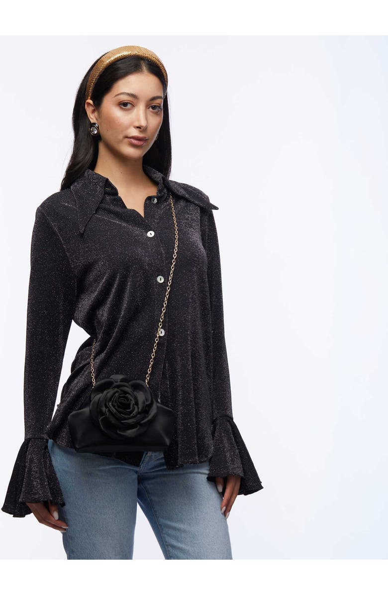 Lele Sadoughi Rosie Satin Clutch, Alternate, color, Jet