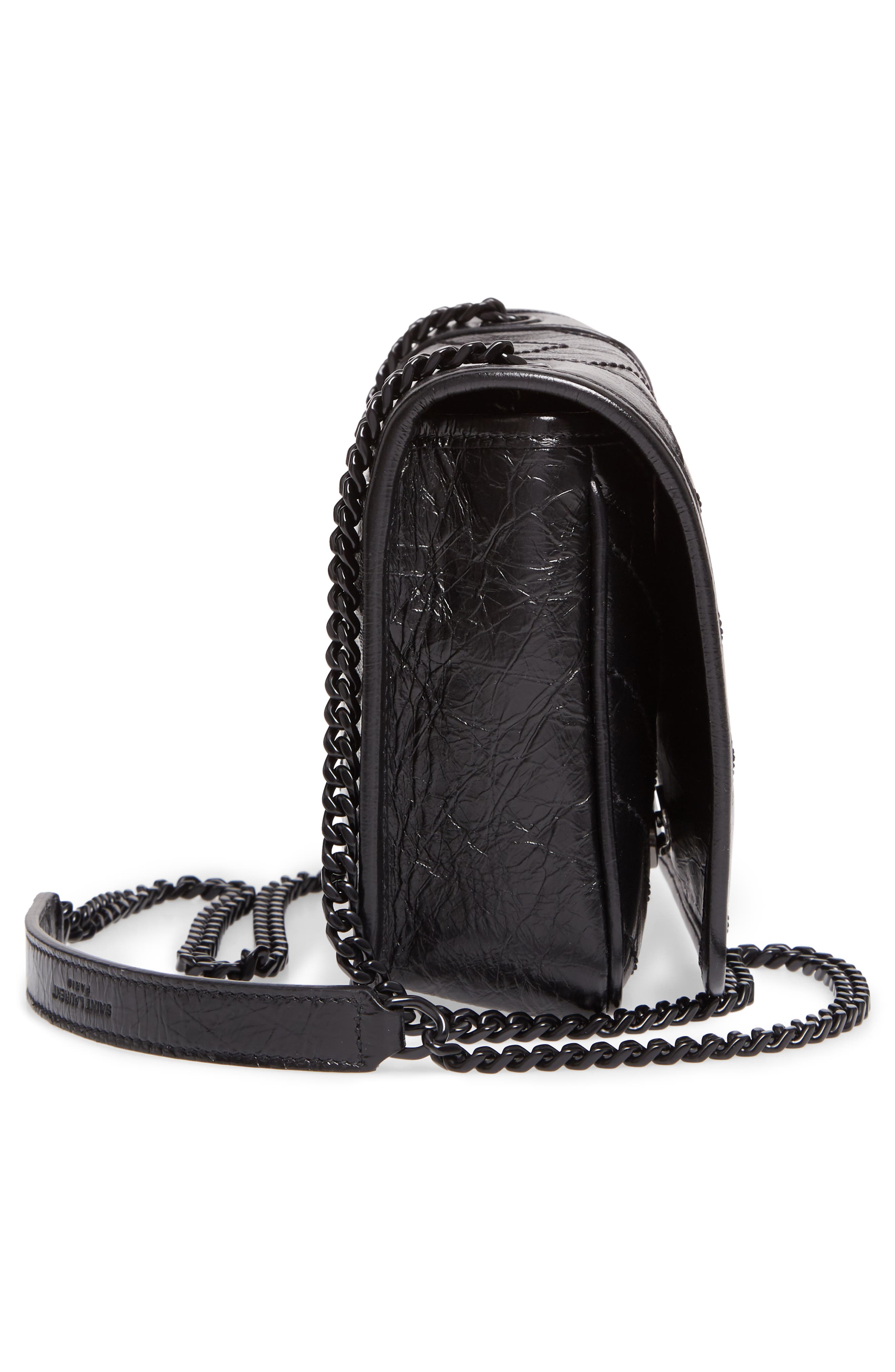 Saint Laurent Niki Leather Wallet on a Chain, Alternate, color, 
