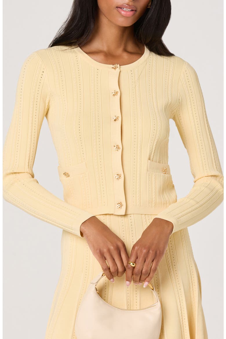 Myrtle Pointelle Knit Cardigan, Main, color, BUTTER