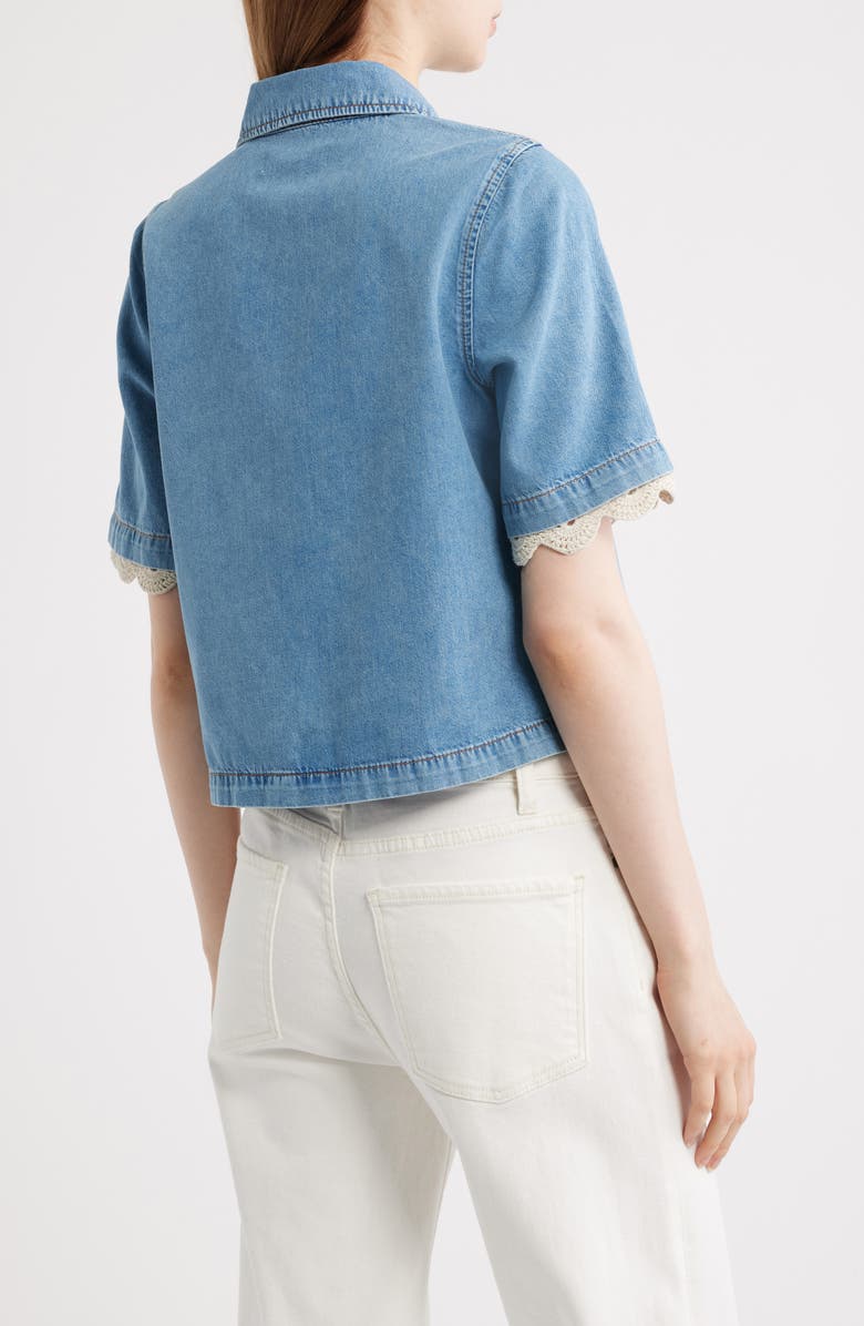 FRAME Denim Crochet Trim Button-Up Top, Alternate, color, Lacewing