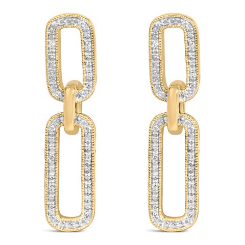 Gold Vermeil 1/10 Cttw Diamond Cttw Bold Paperclip Earring