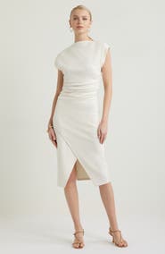 Nordstrom Ruched Funnel Neck Midi Dress