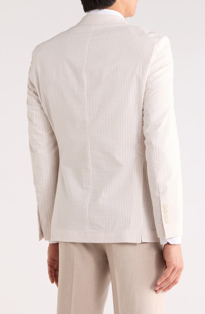 John Varvatos Star USA Pinstripe Notch Lapel Stretch Cotton Blazer, Alternate, color, Cream