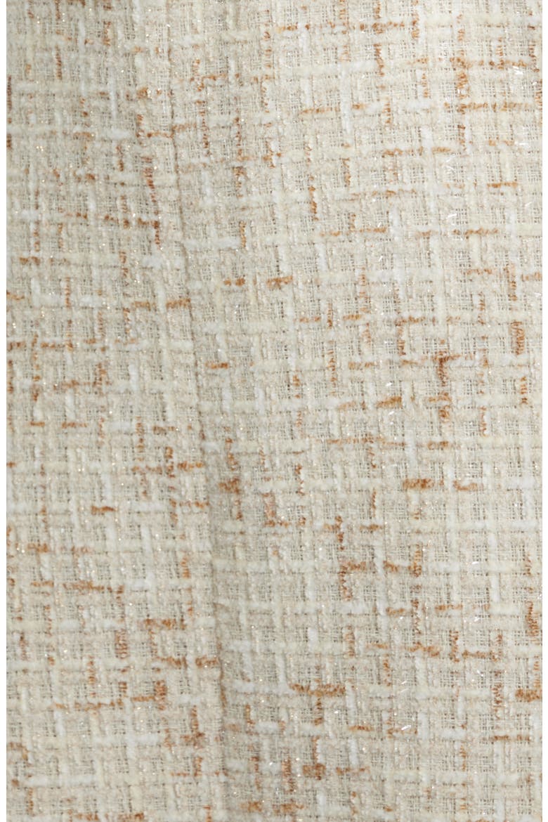 Rosette Belted Tweed Midi Dress, Alternate, color, WHITE DOVE/ LATTE