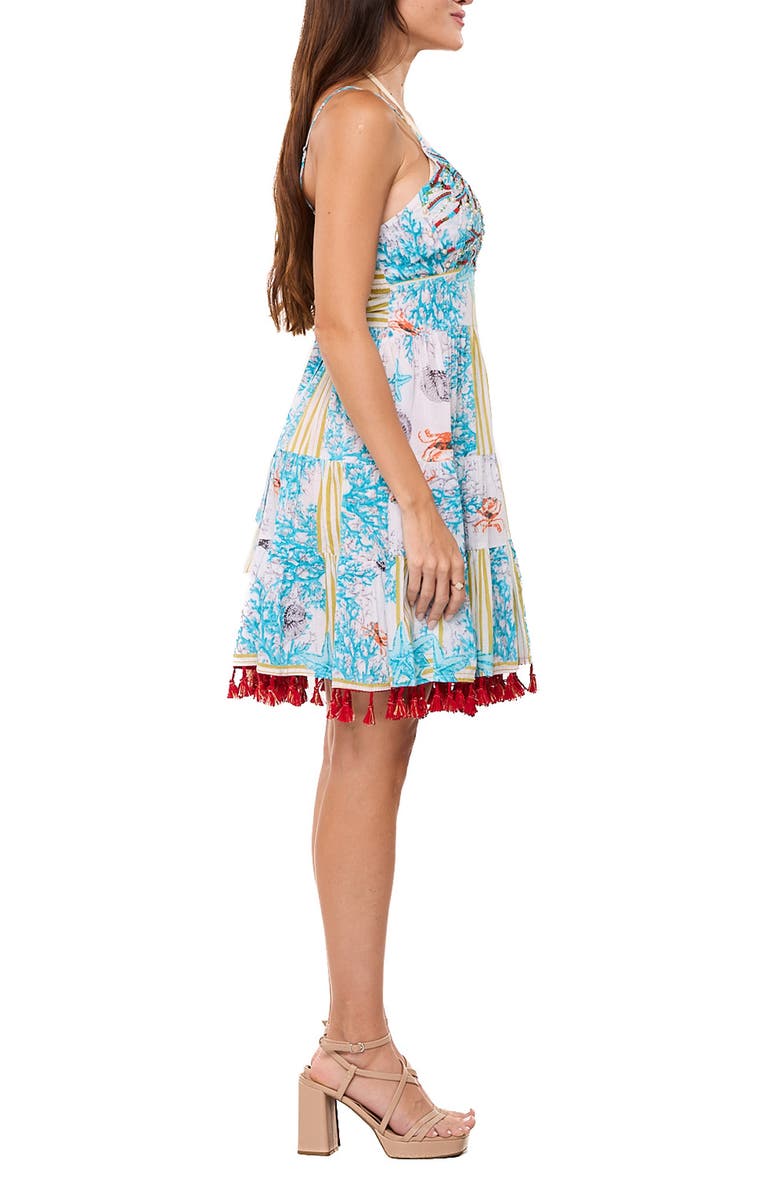 RANEES Pleat Tier Minidress, Alternate, color, Light Blue