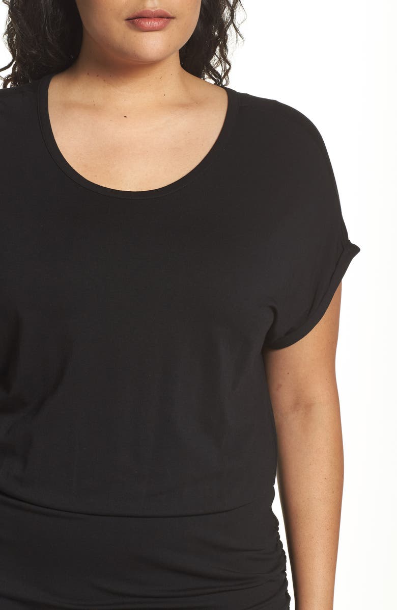 Vince Camuto Side Ruched Jersey Midi Dress, Alternate, color,