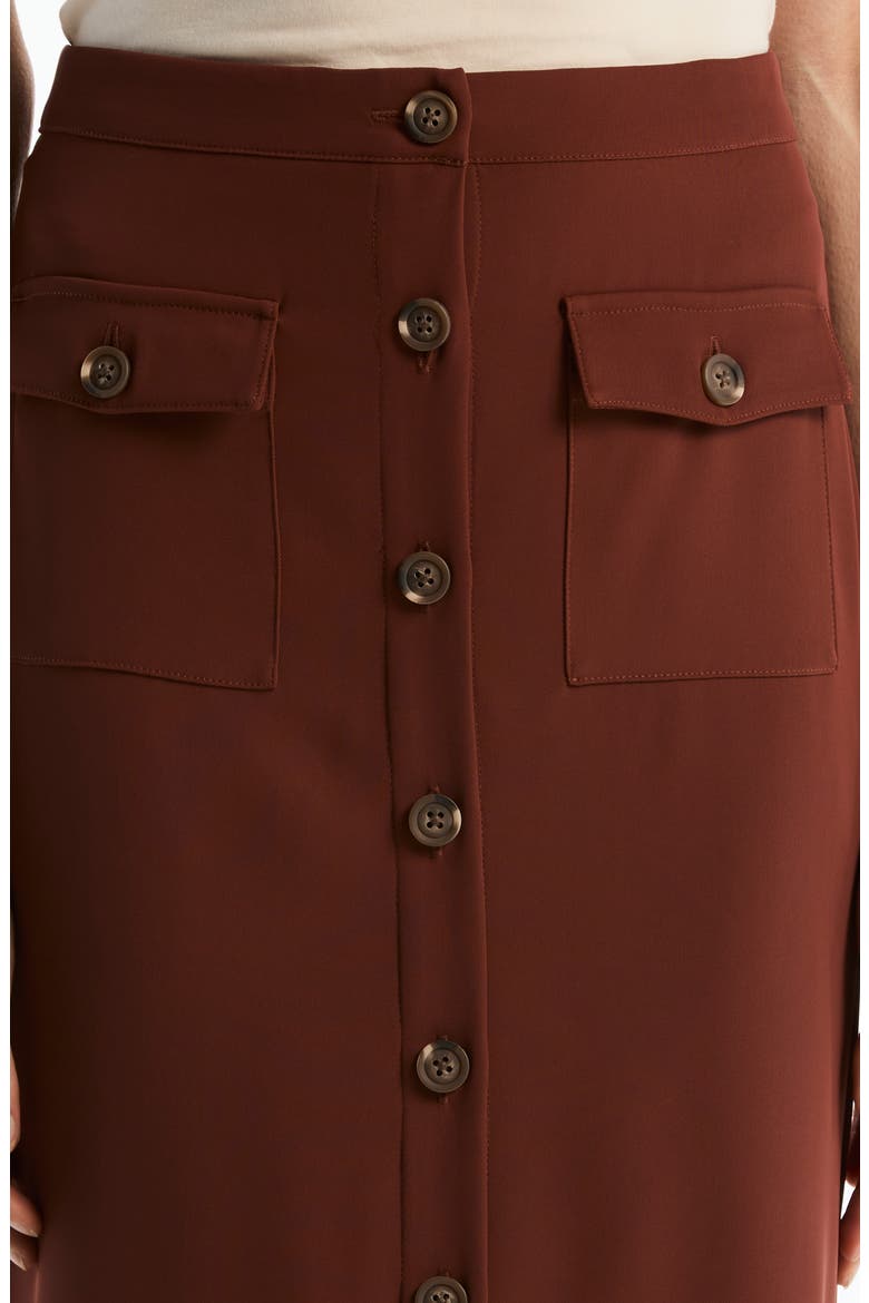 Button Front Midi Skirt, Alternate, color, CINNAMON