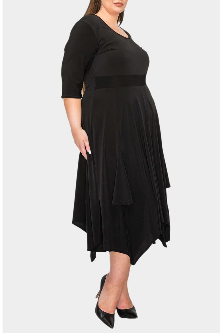 Shay Handkerchief Hem Midi Dress, Alternate, color, BLACK