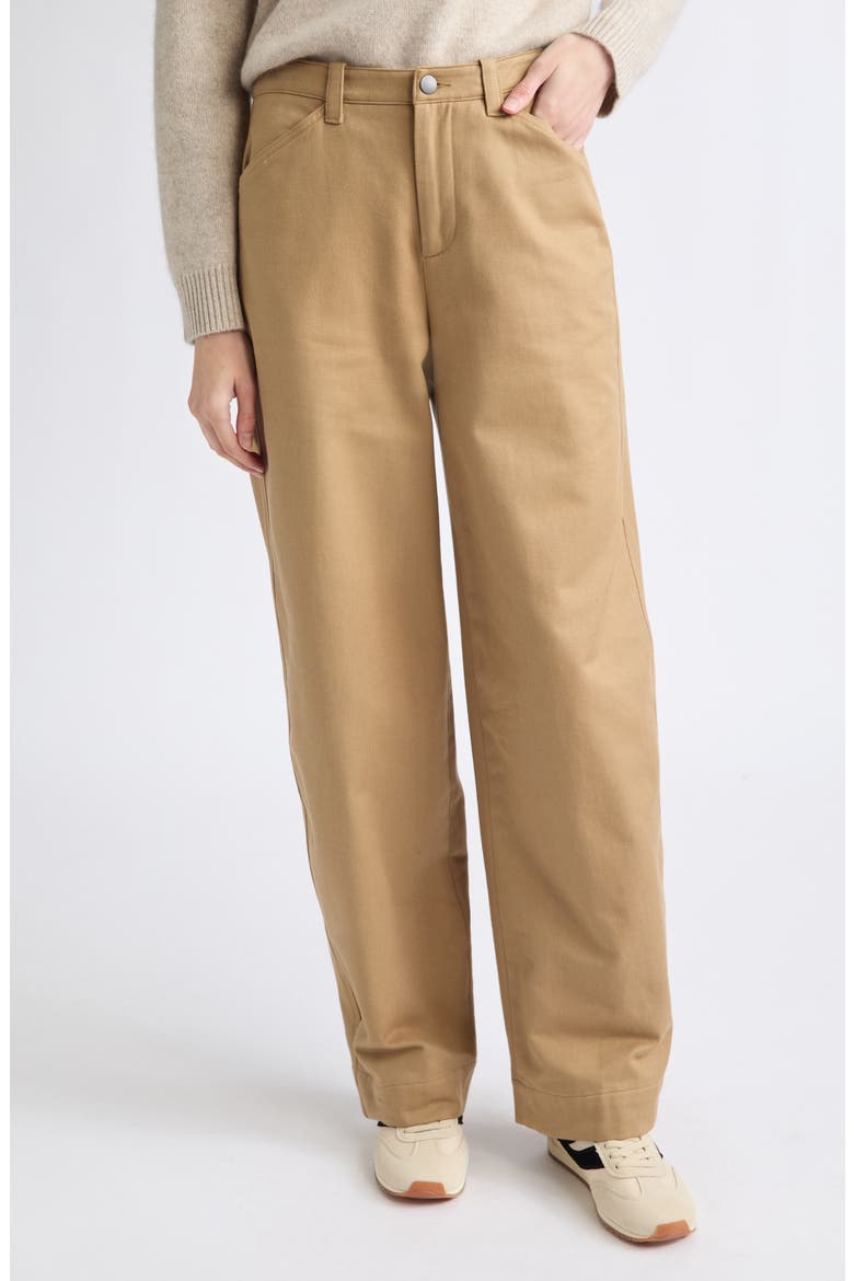 Brushed Cotton Wide Leg Pants, Main, color, CAMELETTO