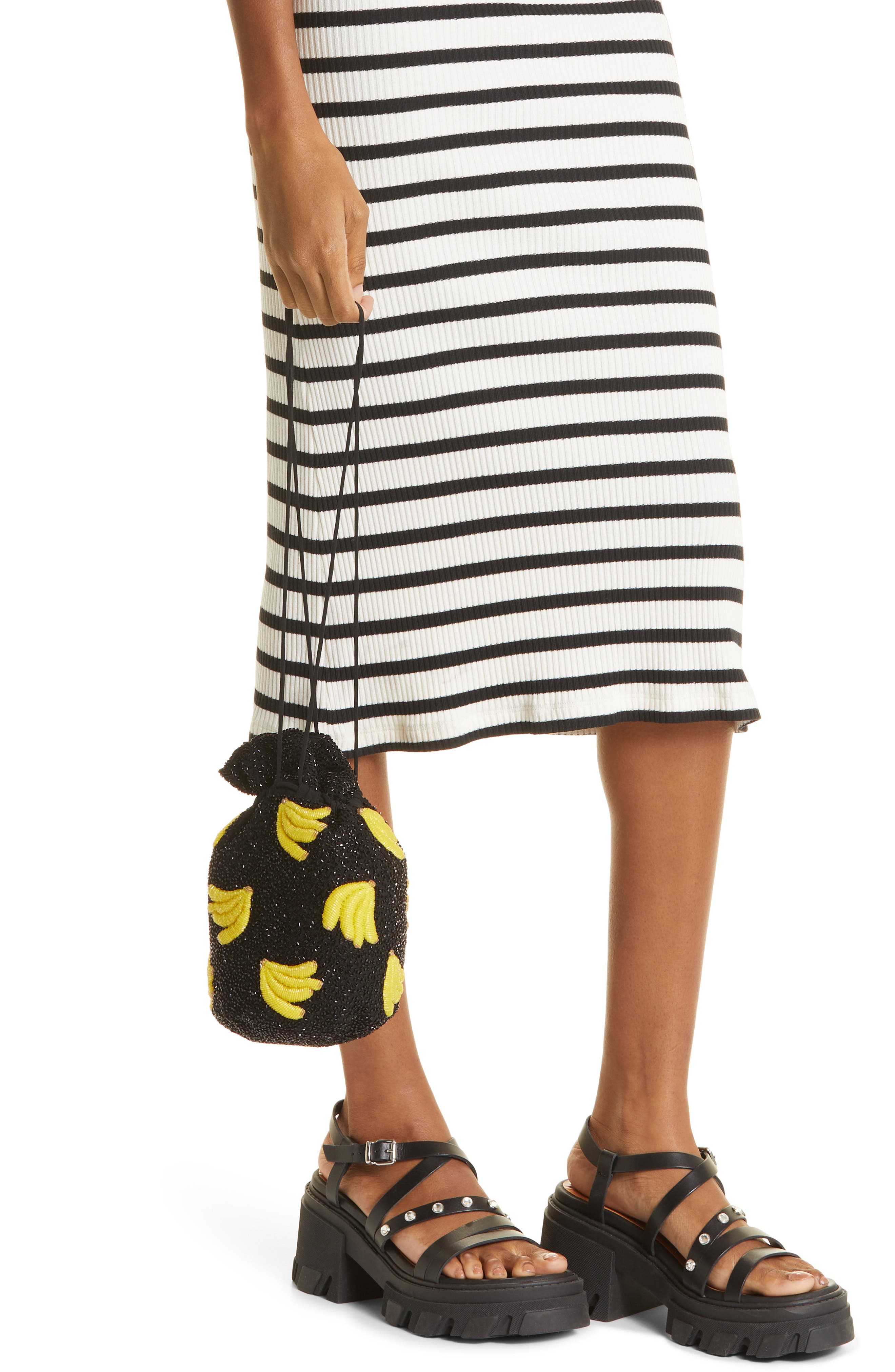 Ganni Beaded Bucket Bag, Alternate, color, 